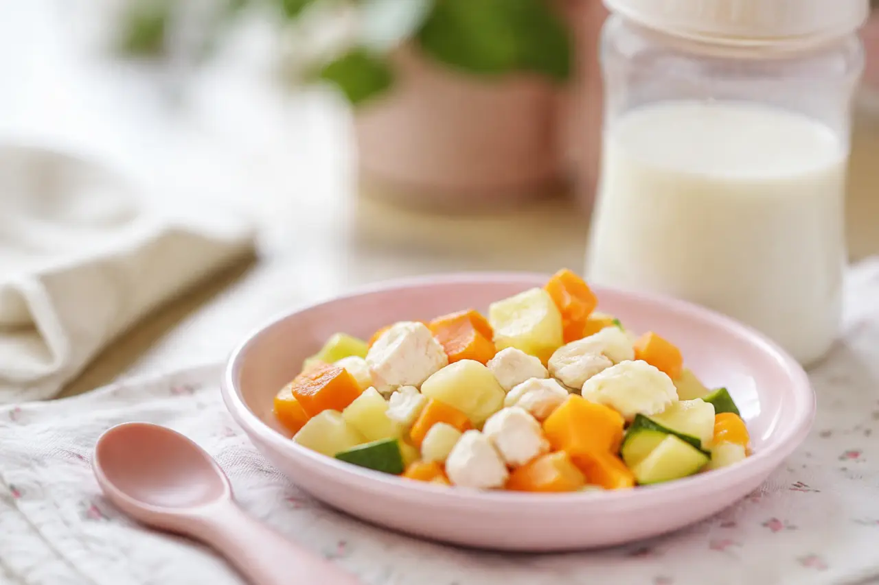 Recette bébé 1 an : morceaux fondants, 500 ml de lait et repas sans sel
