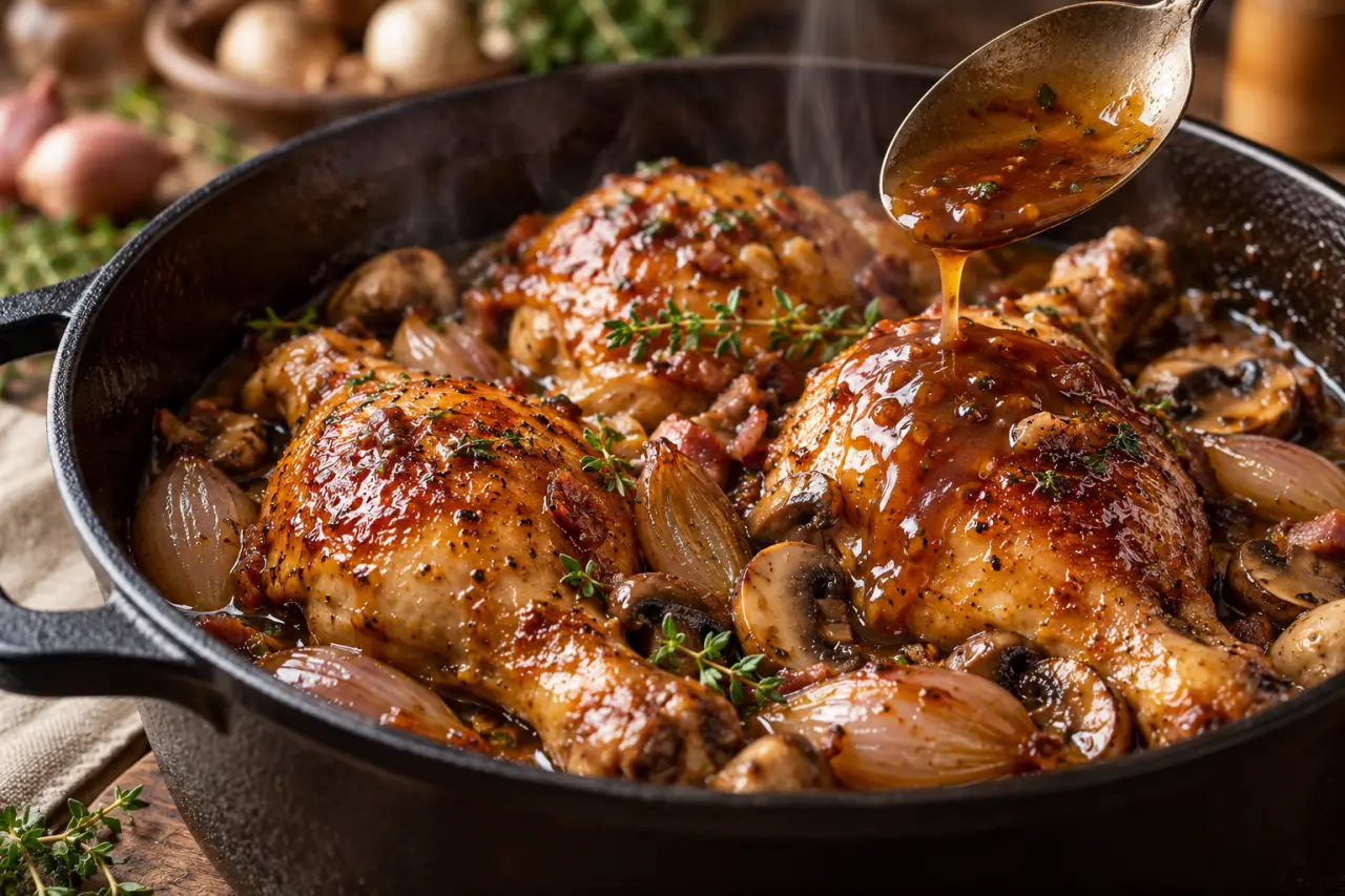 Plats mijotés poulet : pourquoi les cuisses gagnent et comment réduire la sauce sans dessécher la viande