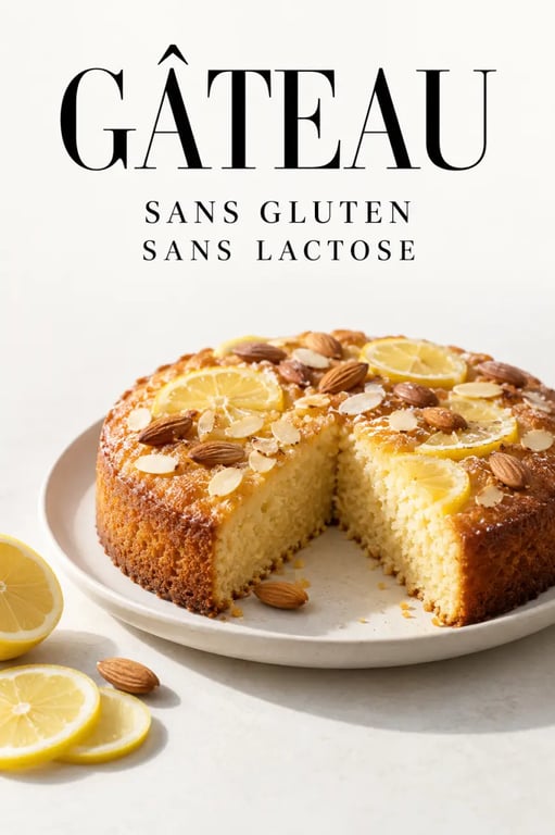 Gâteau sans gluten et sans lactose moelleux aux amandes et au citron