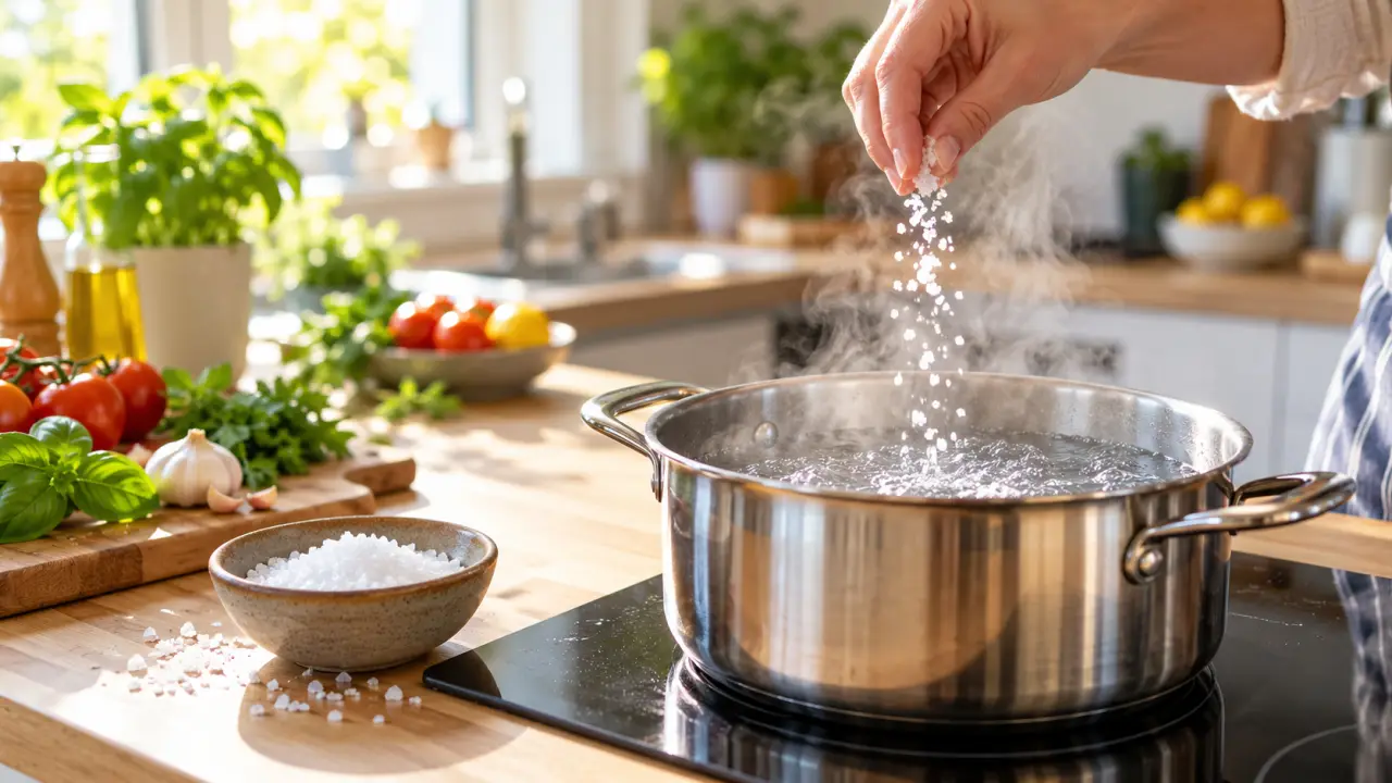 Casserole d’eau salée en train de chauffer sur une cuisinière