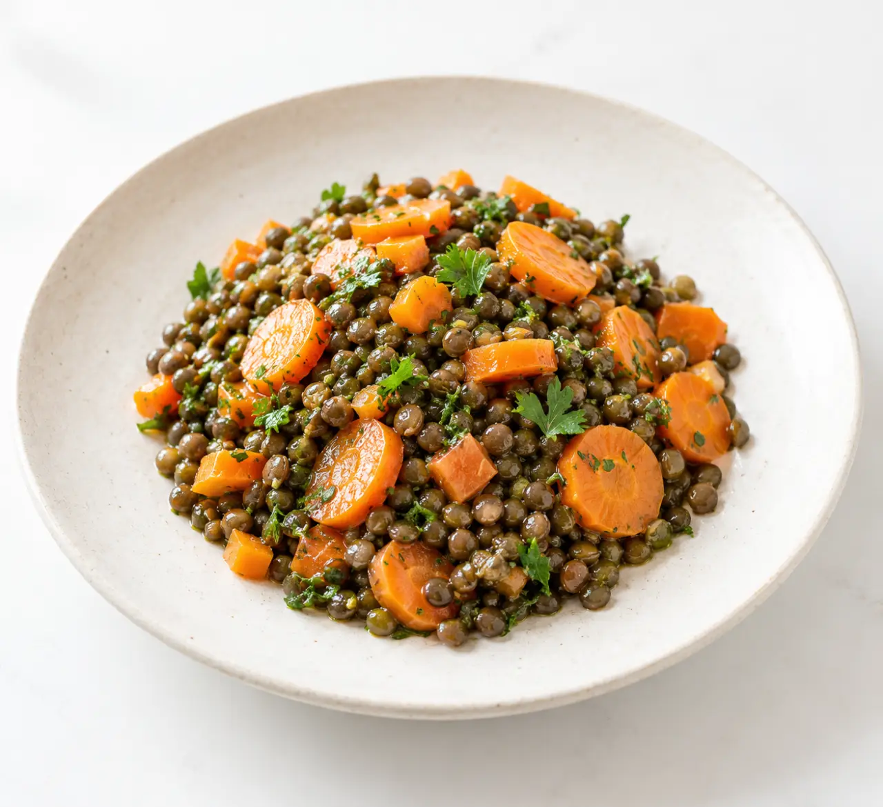 Entrée femme enceinte froide : salade de lentilles et carottes