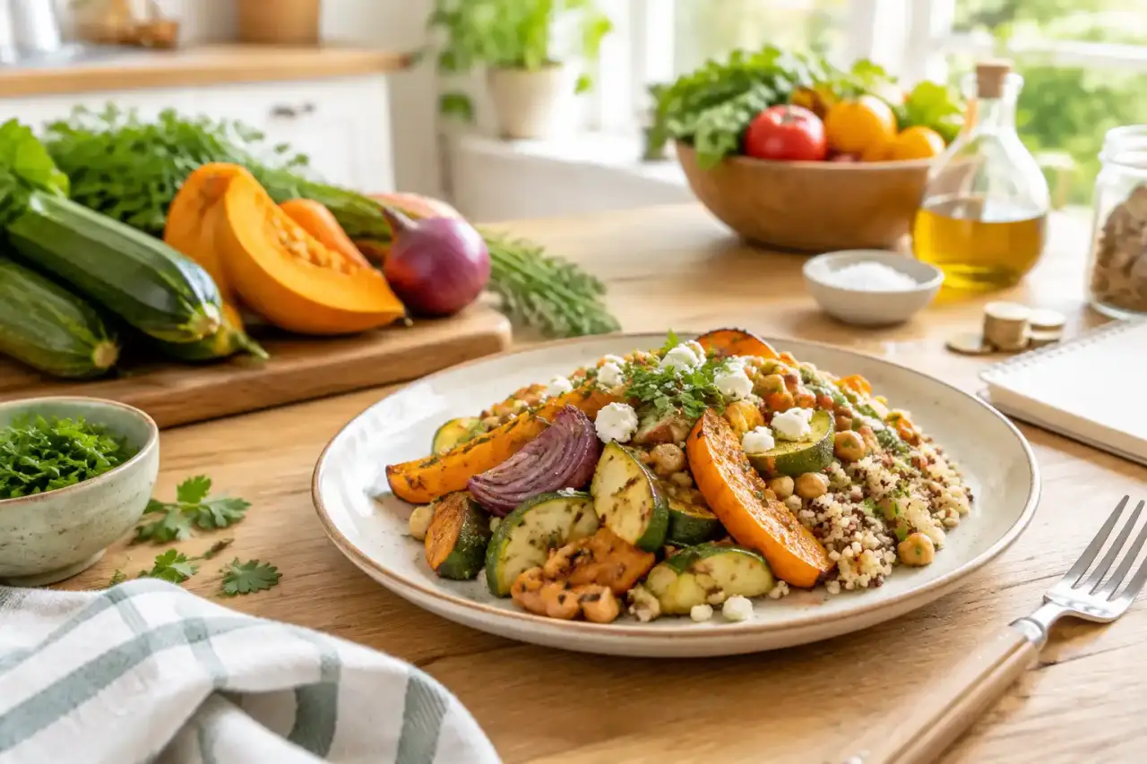 Menu de saison fait maison servi sur une table chaleureuse