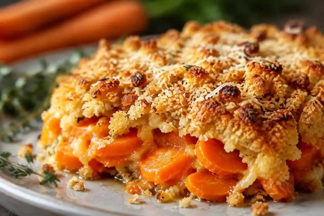 Crumble de carottes au parmesan : fondant dessous, croustillant dessus