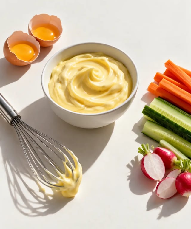 Que faire avec 2 jaunes d'œufs : mayonnaise maison dans un bol