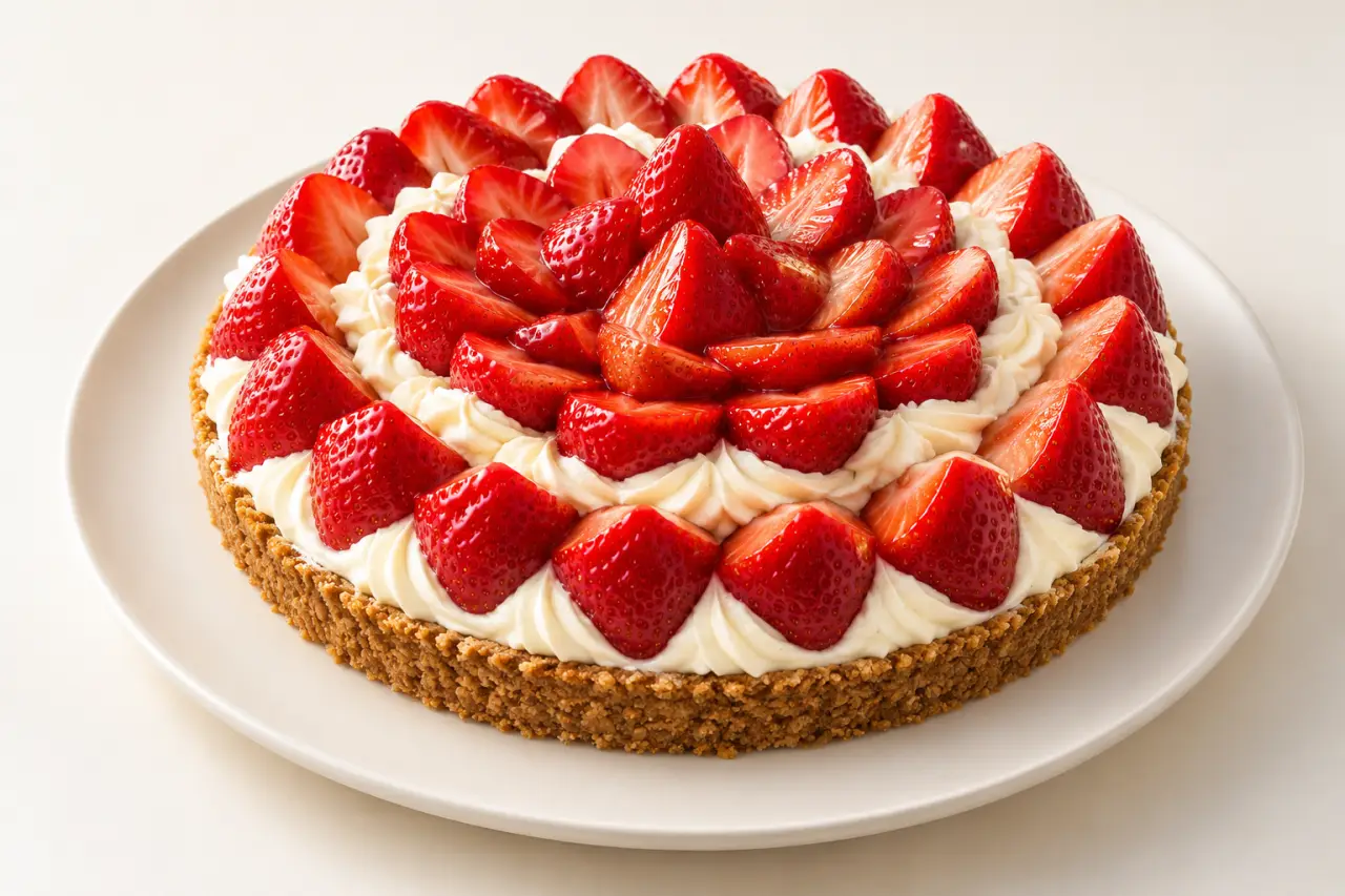 Tarte aux fraises sans cuisson aux spéculoos et à la chantilly mascarpone