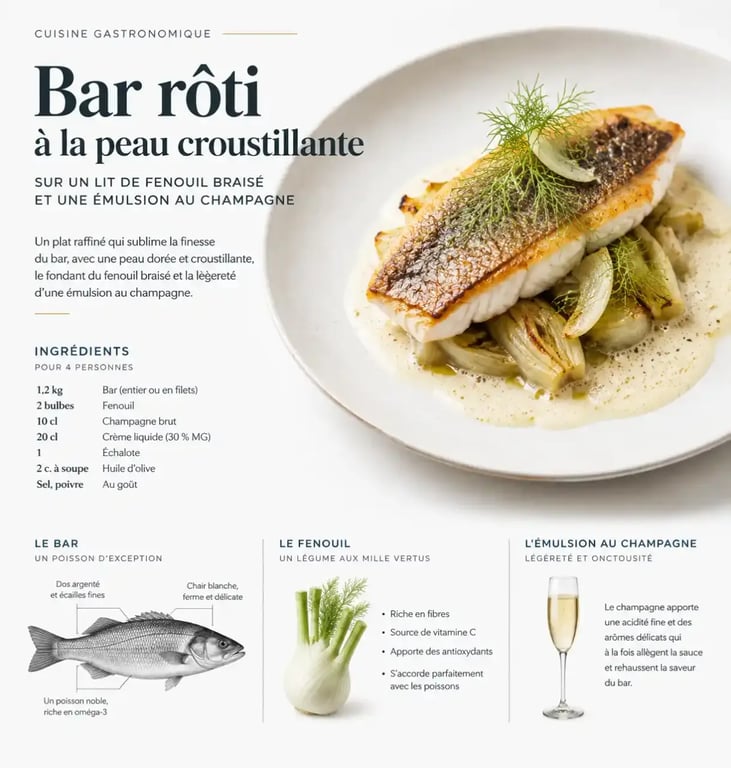 Recette de bar rôti pour un repas de Noël gastronomique
