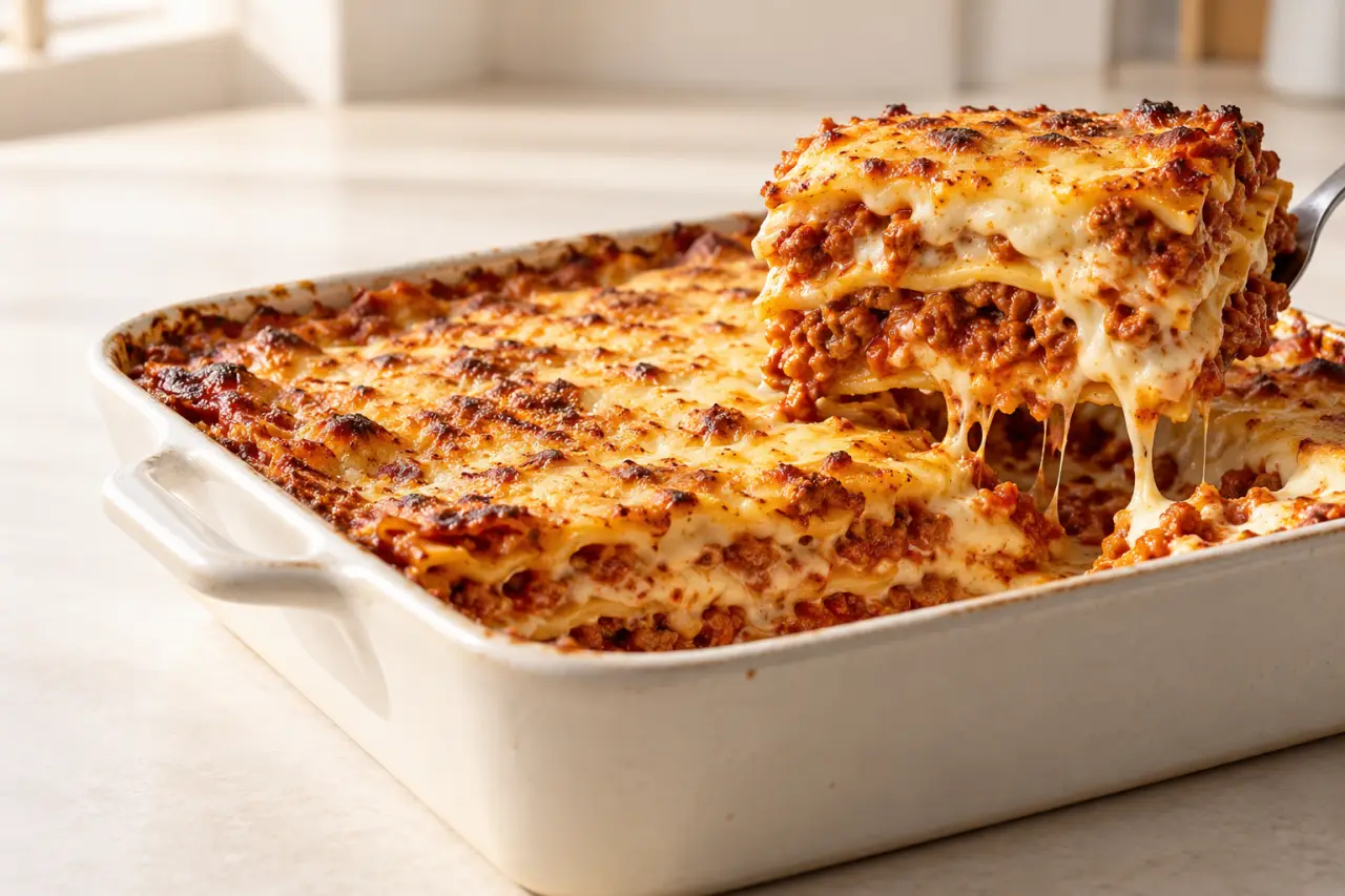 Lasagnes sans gluten recette à la bolognaise avec béchamel et fromage gratiné
