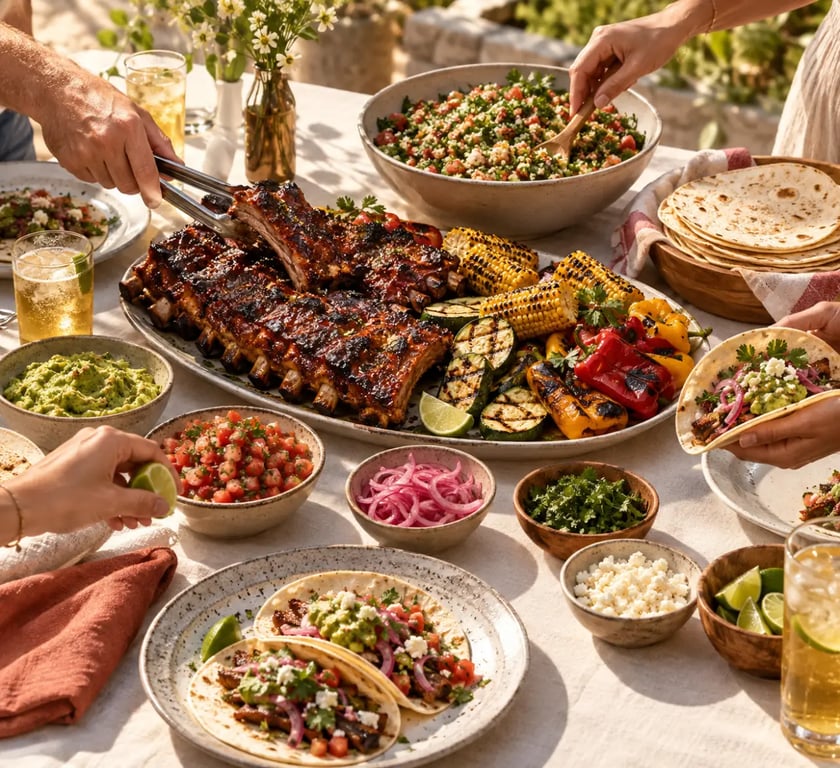 Barbecue et accompagnements parmi les plats conviviaux et estivaux à partager
